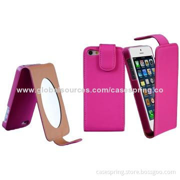 Flip PU Leather Case with Mirror for iPhone 5/5S